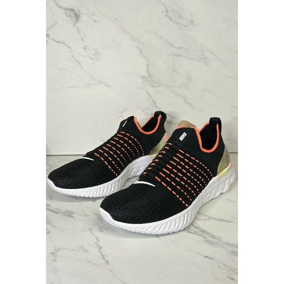 Nike React Phantom Run FK 2 Flyknit Black/Mango Running Shoes Women’s - Picture 4 of 6